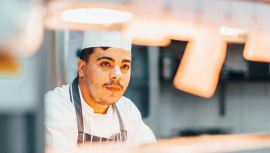working in the kitchen