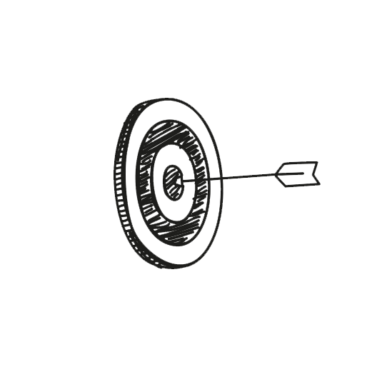 archery target with arrow in bullseye drawing